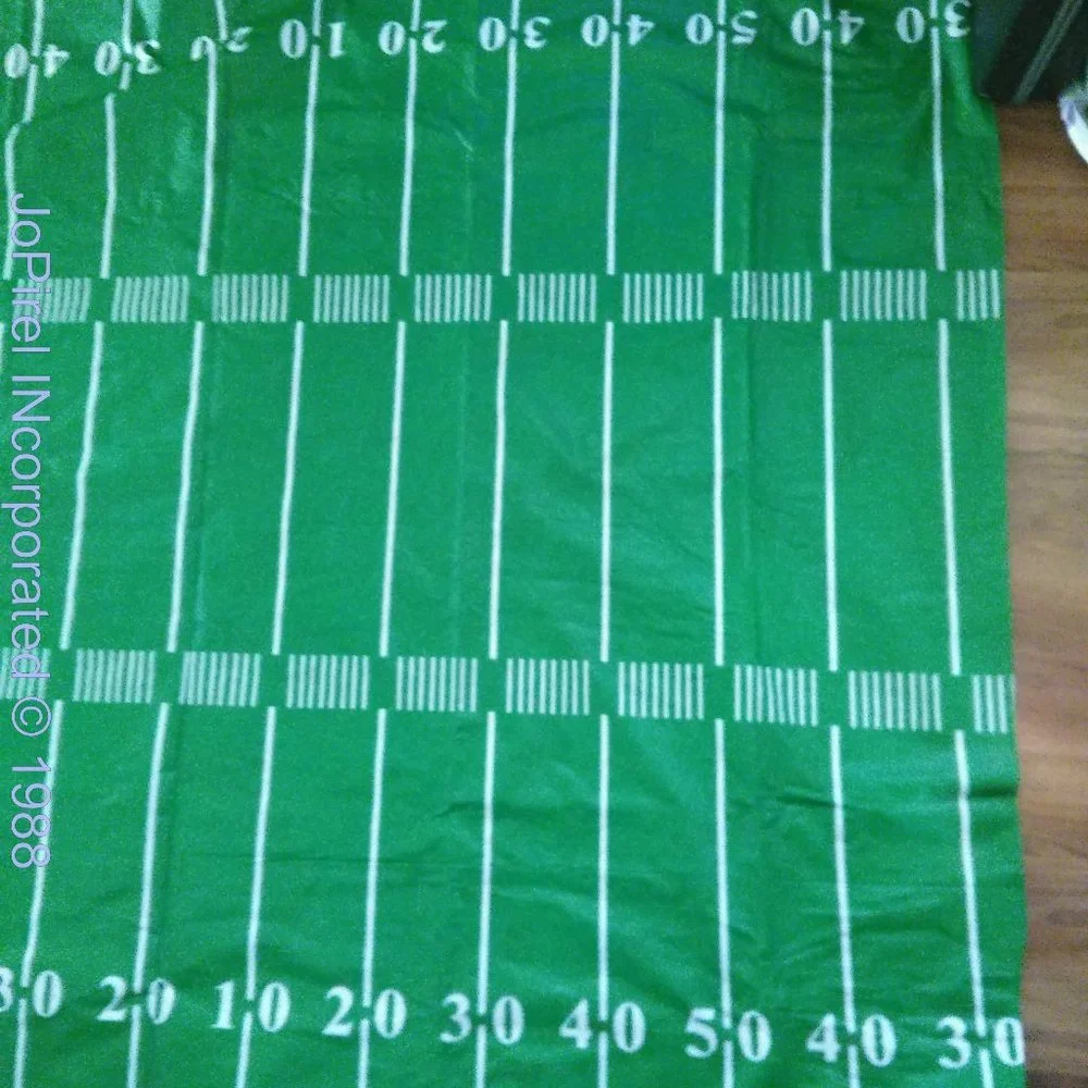 Tablecloth Vinyl Football Themed Vinyl Green/White  large